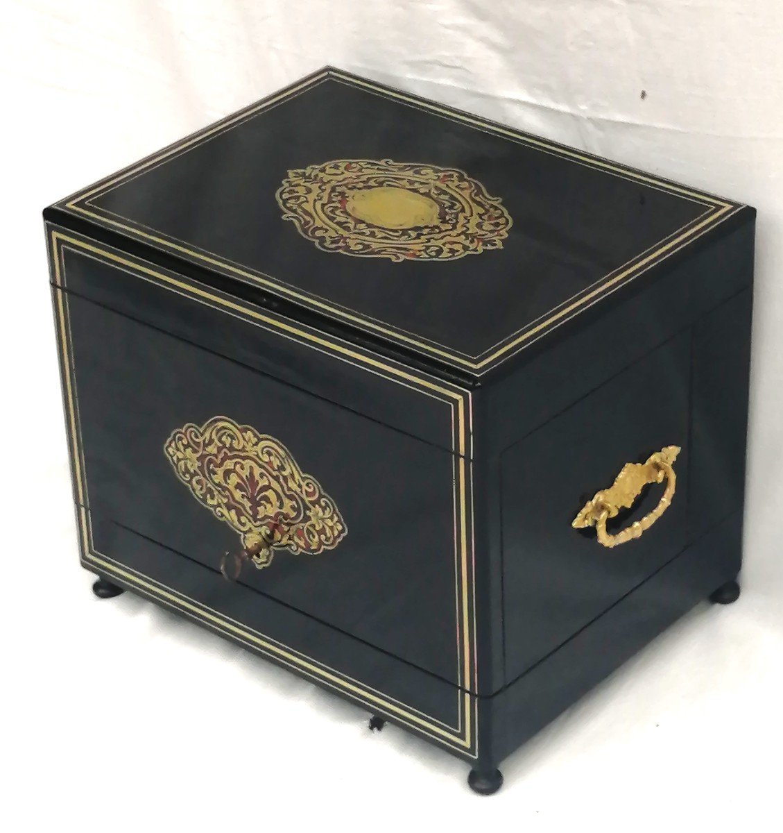 Boulle Marquetry Liqueur Cellar Napoleon Napoleon III Signed Tahan-photo-3