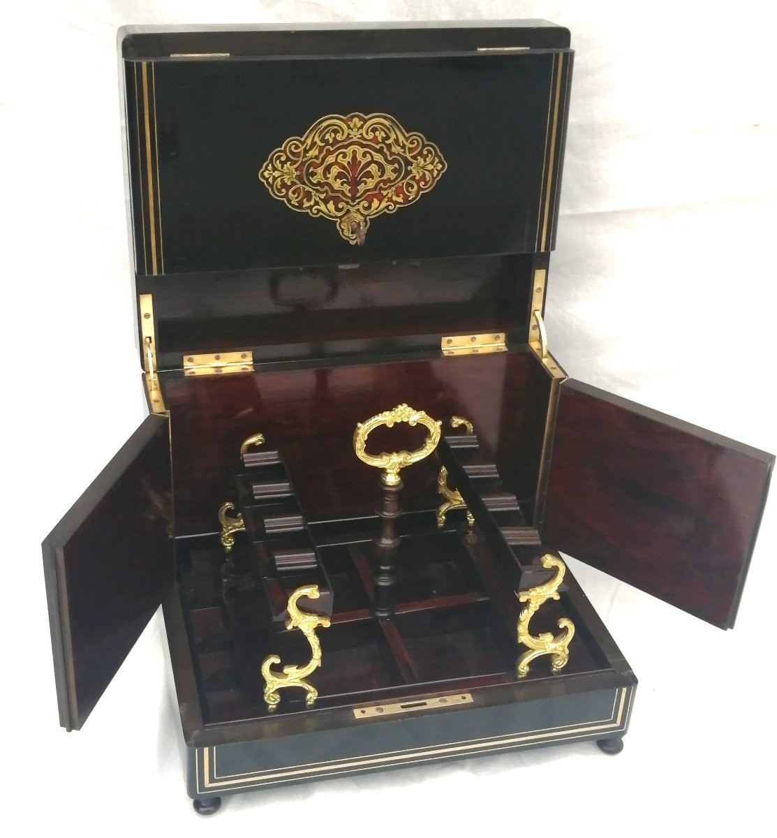 Boulle Marquetry Liqueur Cellar Napoleon Napoleon III Signed Tahan