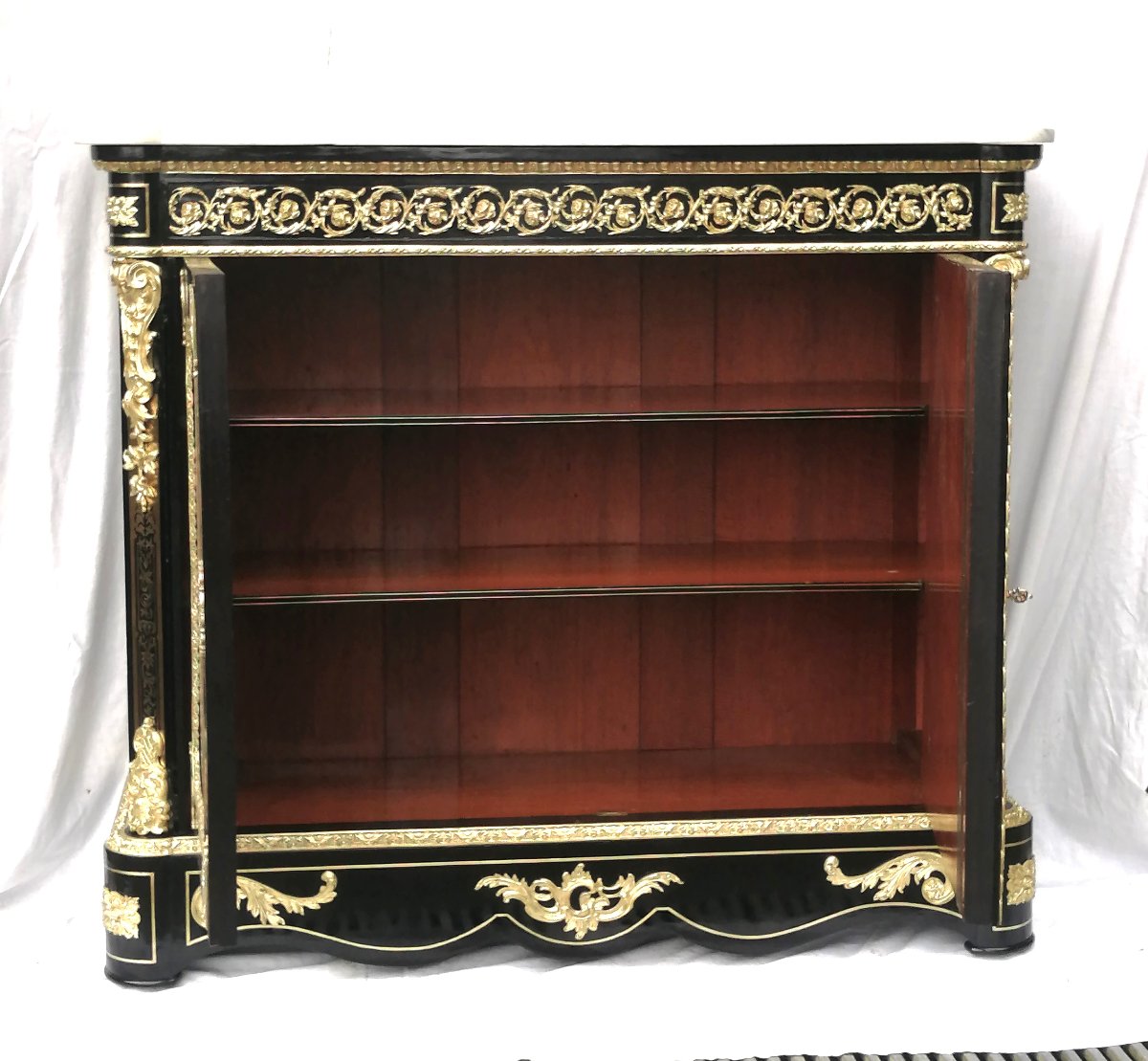Large 2-door Cabinet In Boulle Marquetry Napoleon III-photo-2