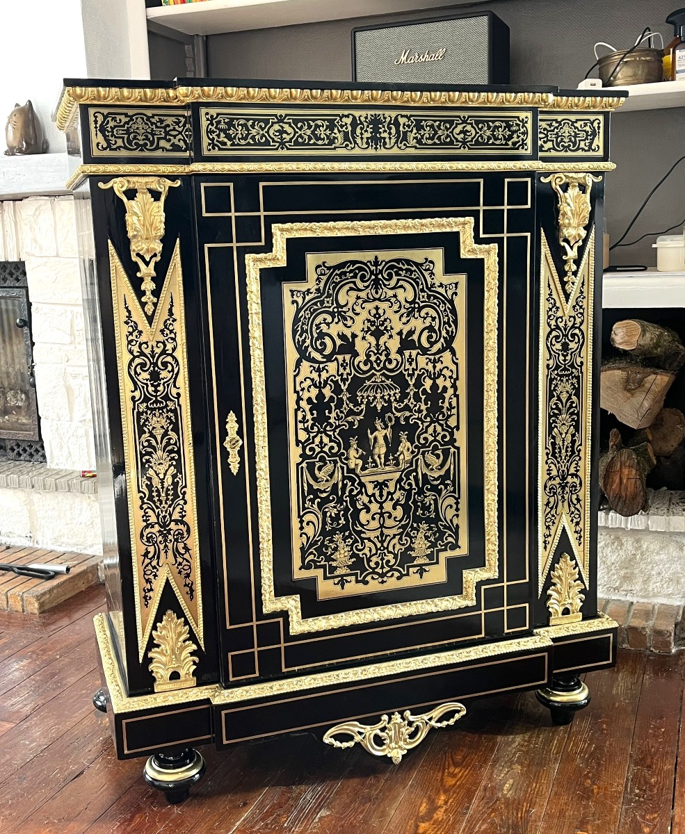 Meuble d'appui marqueterie Boulle Napoléon Napoleon III signé DIEHL