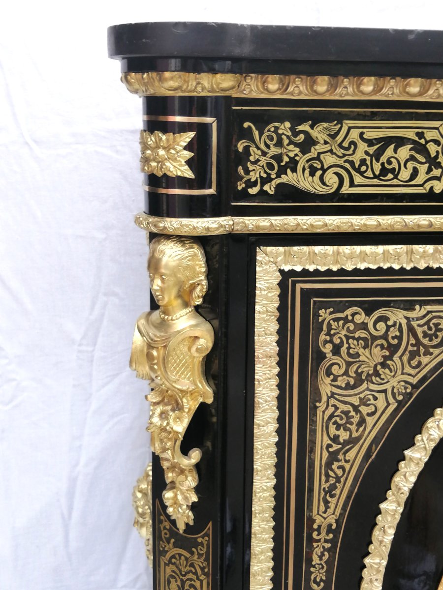 Boulle Marquetry Sideboard With Bronze Medallion Napoleon Napoleon 3-photo-3