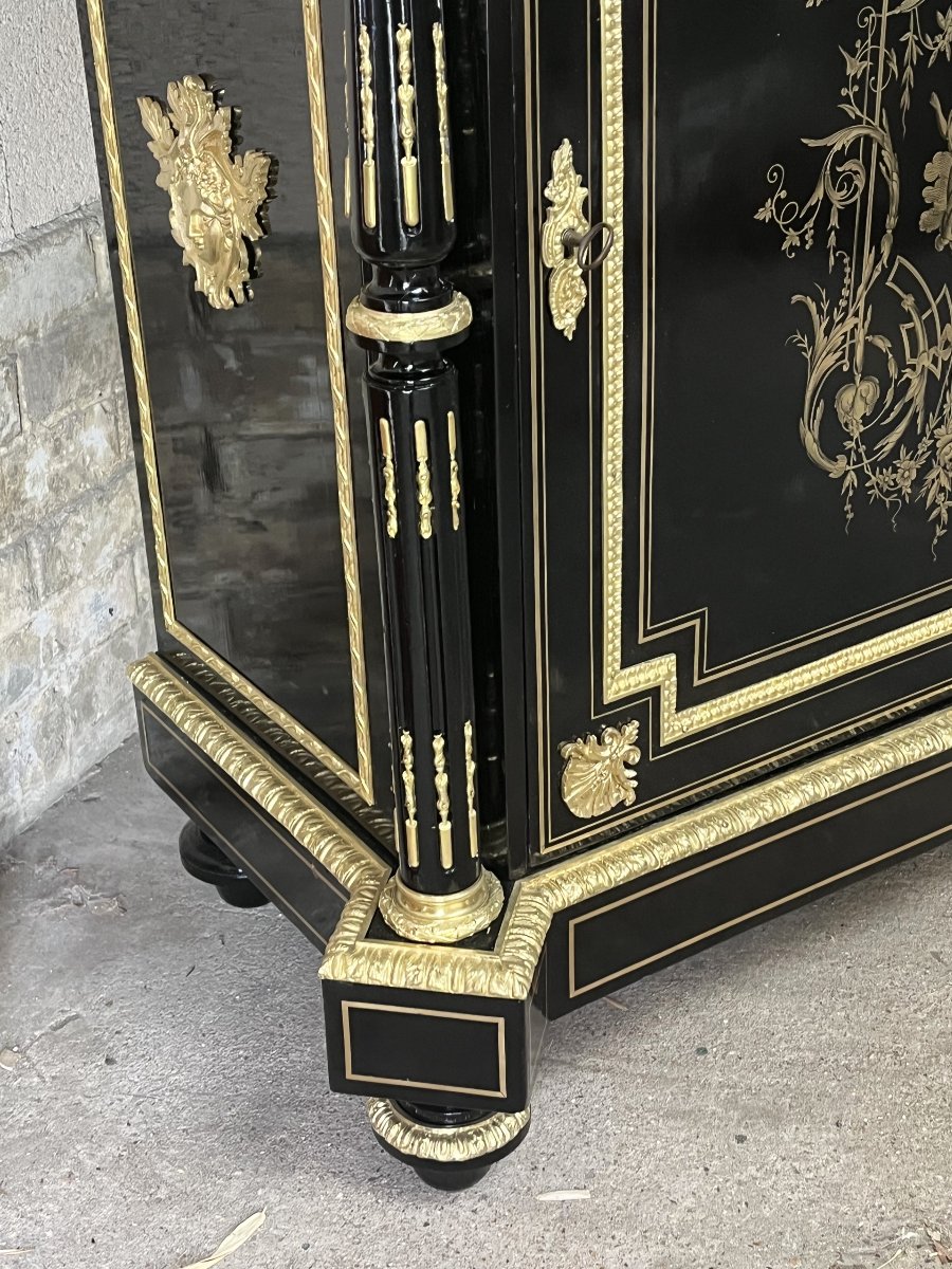 Boulle Napoleon III Marquetry Column Support Unit-photo-3