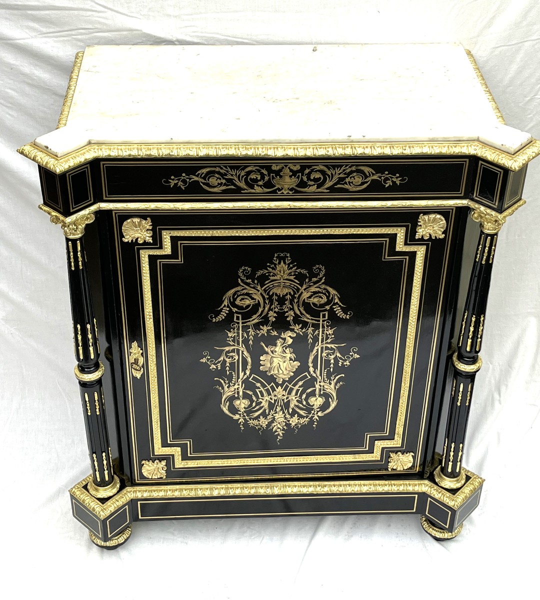 Boulle Napoleon III Marquetry Column Support Unit-photo-2