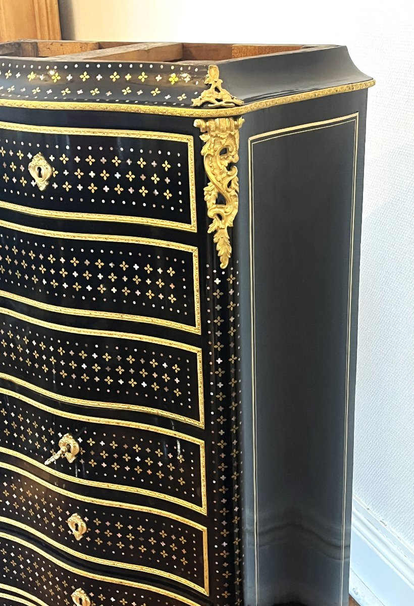 Secrétaire en marqueterie Boulle à la reine nacre laiton Napoléon Napoleon III-photo-2