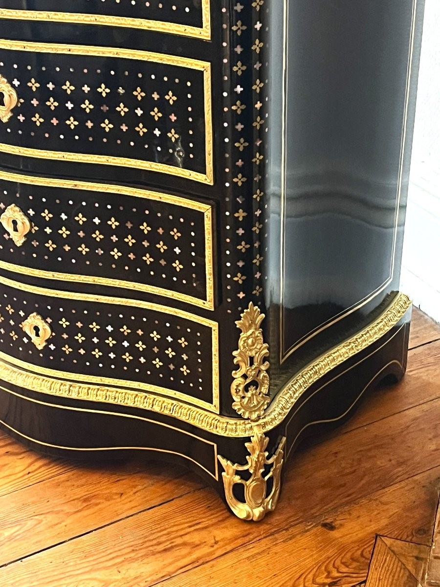 Secrétaire en marqueterie Boulle à la reine nacre laiton Napoléon Napoleon III-photo-3