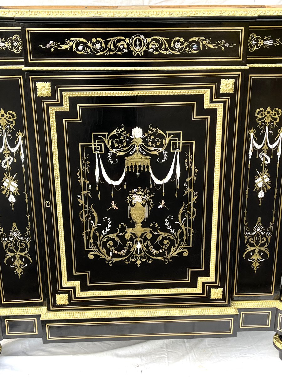 Large Boulle Marquetry Sideboard With Three Materials, Napoleon III-photo-2