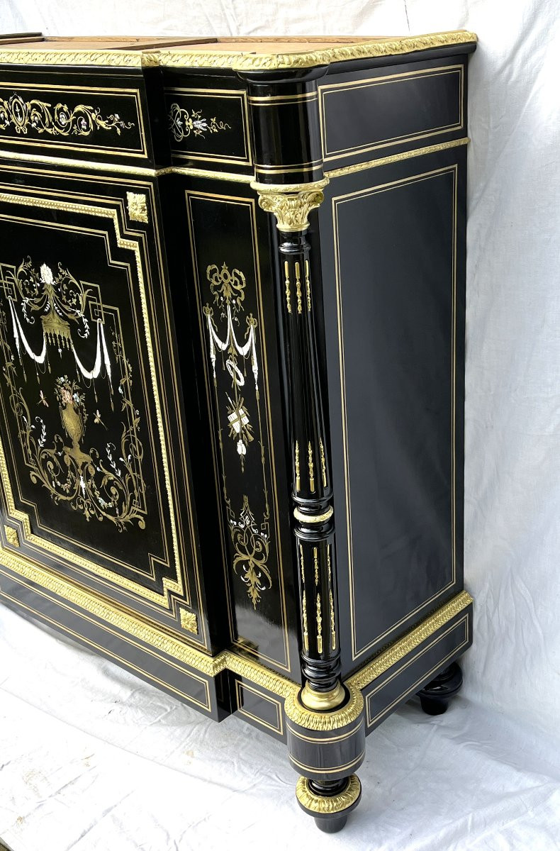 Large Boulle Marquetry Sideboard With Three Materials, Napoleon III-photo-3