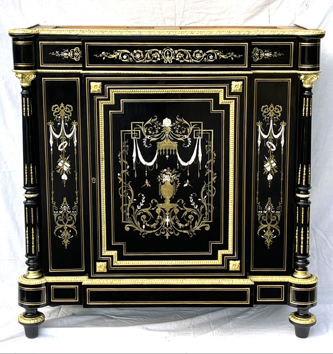 Large Boulle Marquetry Sideboard With Three Materials, Napoleon III
