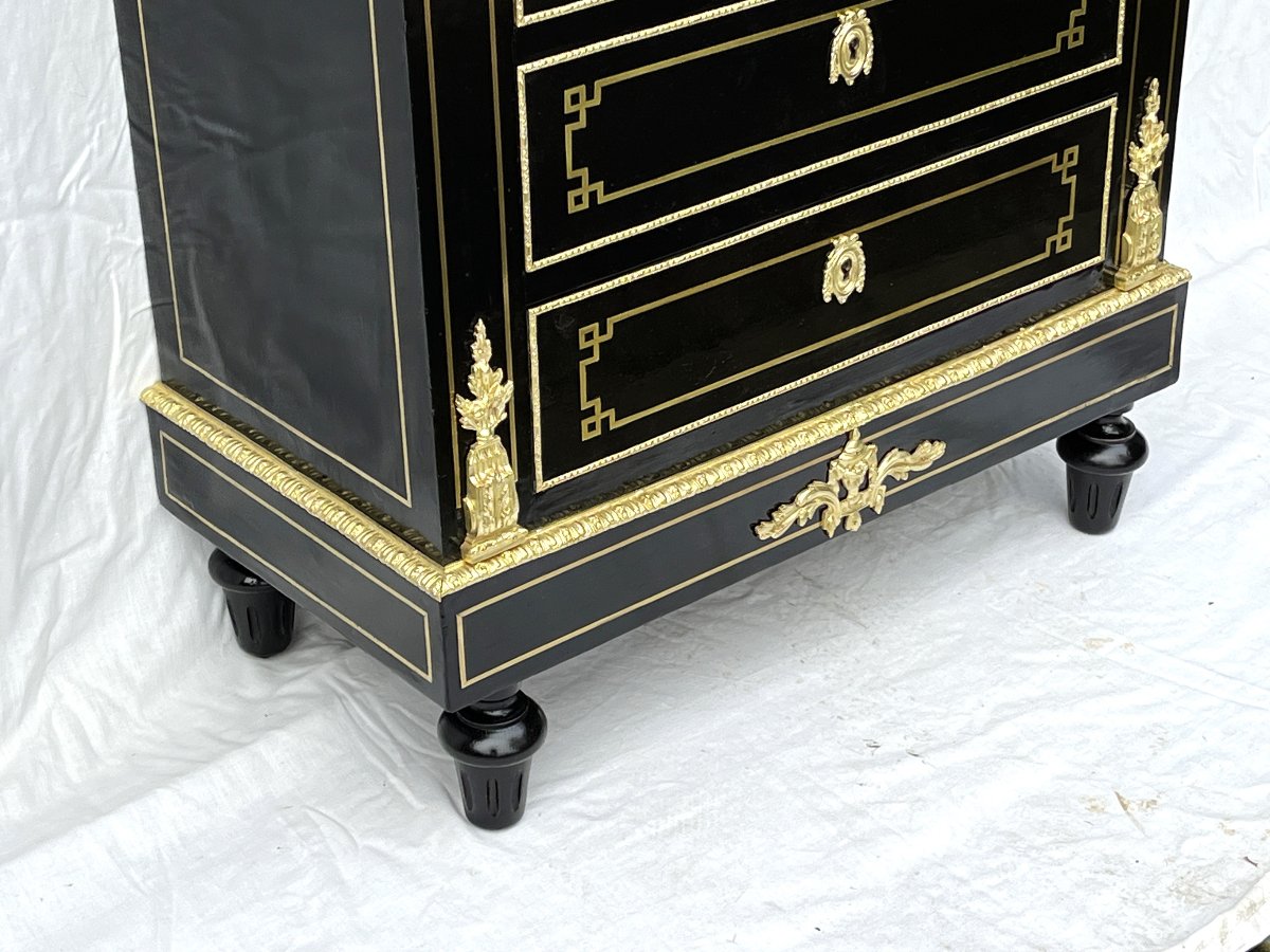 Véritable semainier marqueterie Boulle Napoléon 3-photo-3