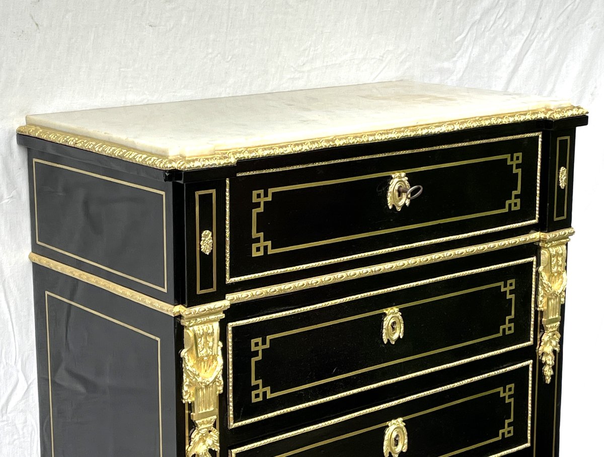 Véritable semainier marqueterie Boulle Napoléon 3-photo-4