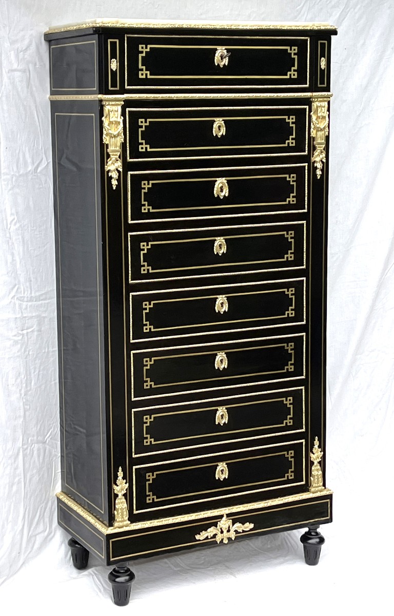 Véritable semainier marqueterie Boulle Napoléon 3