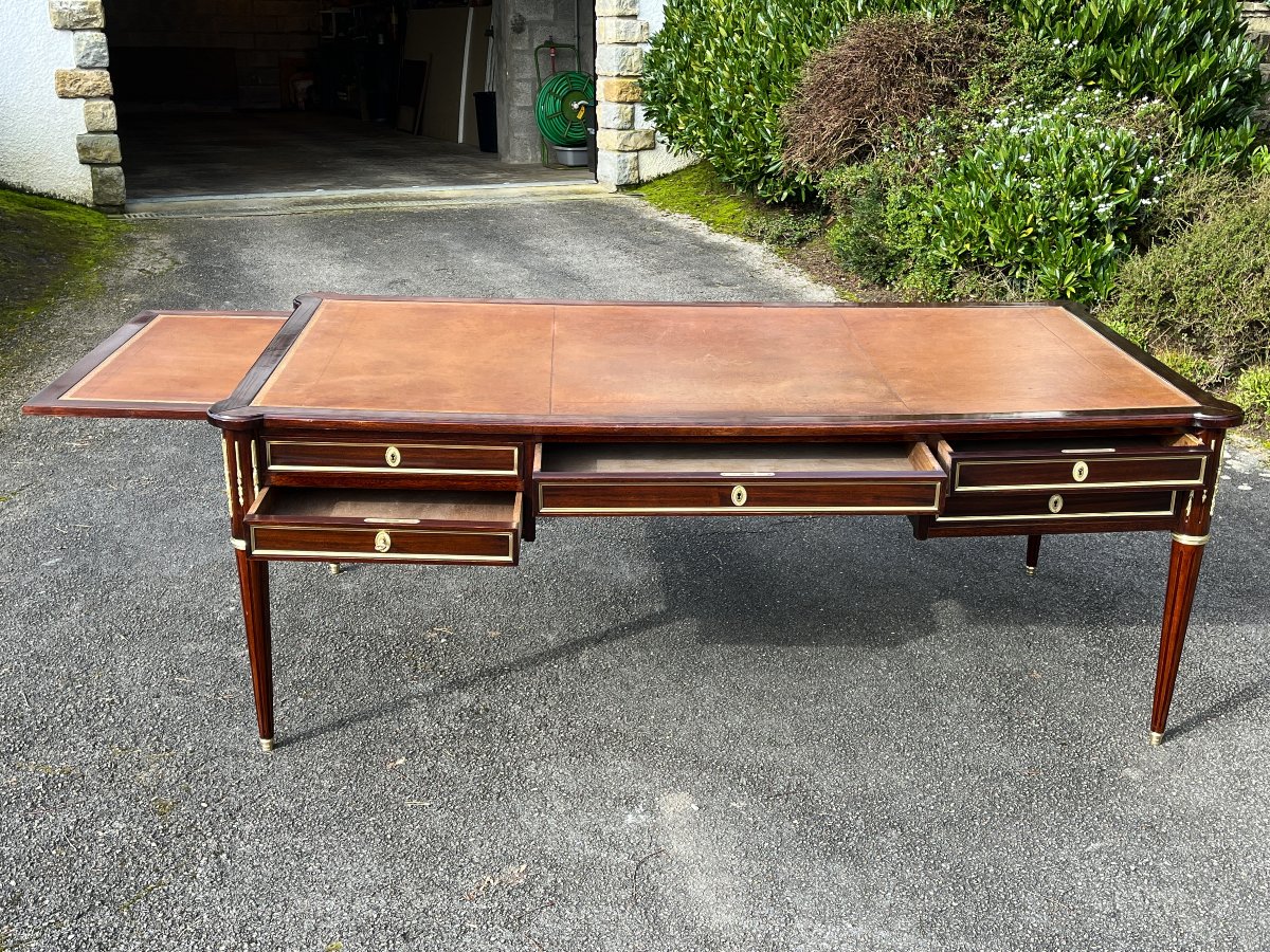 Très grand bureau de ministre style Louis XVI fin XIX ème Napoléon Boulle-photo-2