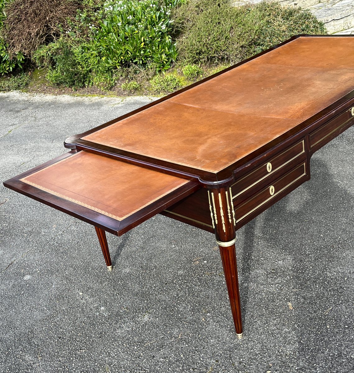 Très grand bureau de ministre style Louis XVI fin XIX ème Napoléon Boulle-photo-3