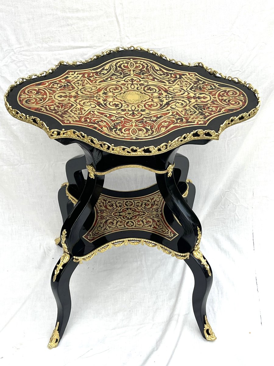 Boulle Marquetry Violin-shaped Side Table, Napoleon III-photo-2