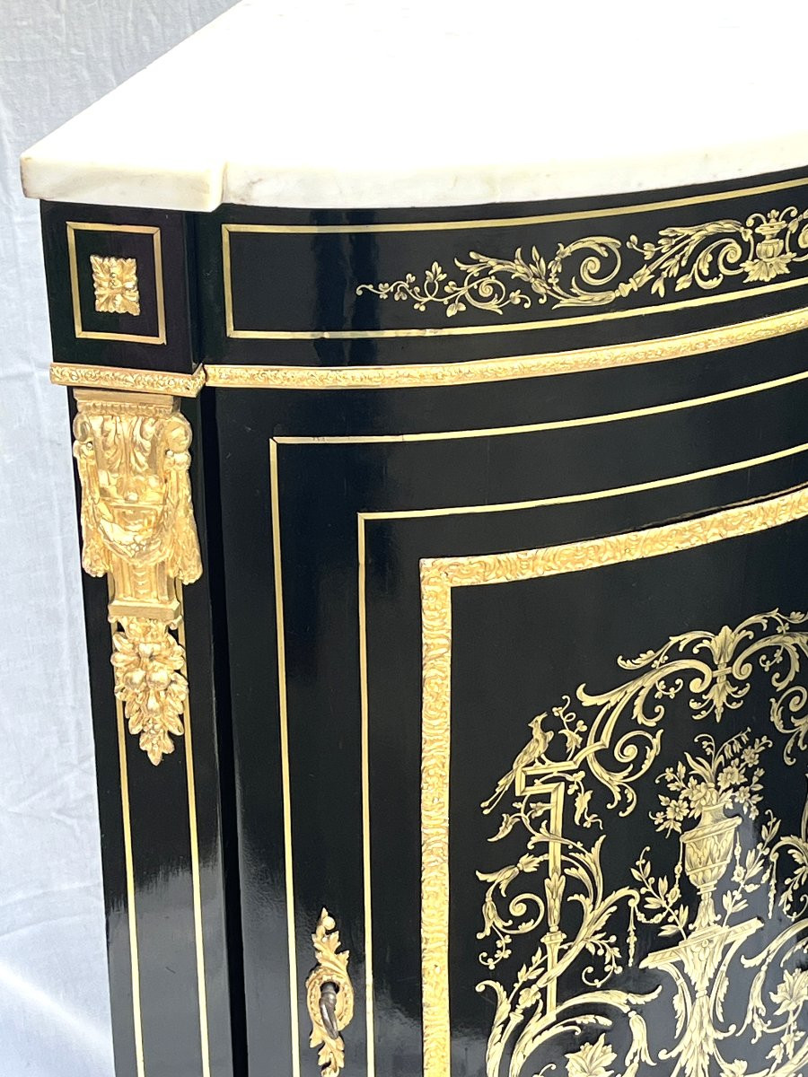 Encoignure meuble de coin marqueterie Boulle Napoléon 3-photo-4