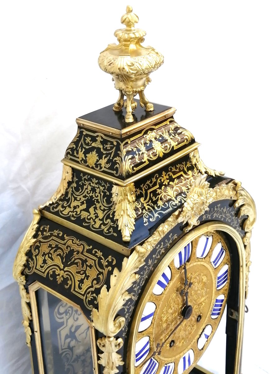 Large Napoleon 3 Regency Boulle Marquetry Cartel-photo-2