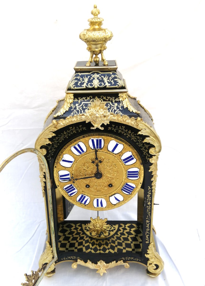 Large Napoleon 3 Regency Boulle Marquetry Cartel-photo-3