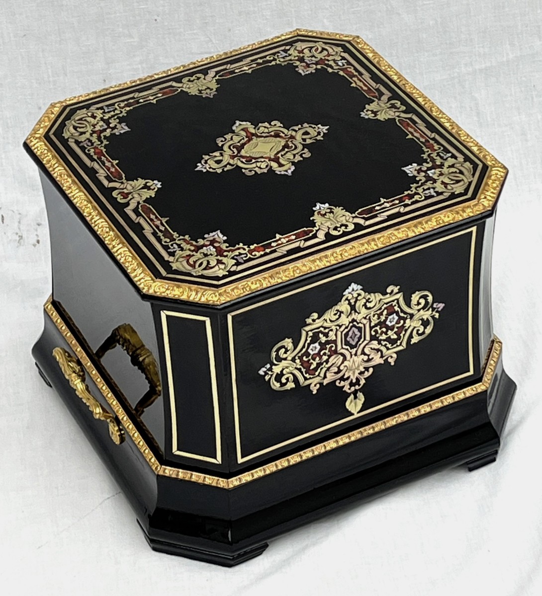 Large Baccarat Napoleon 3 Bronze Boulle Marquetry Liqueur Cellar