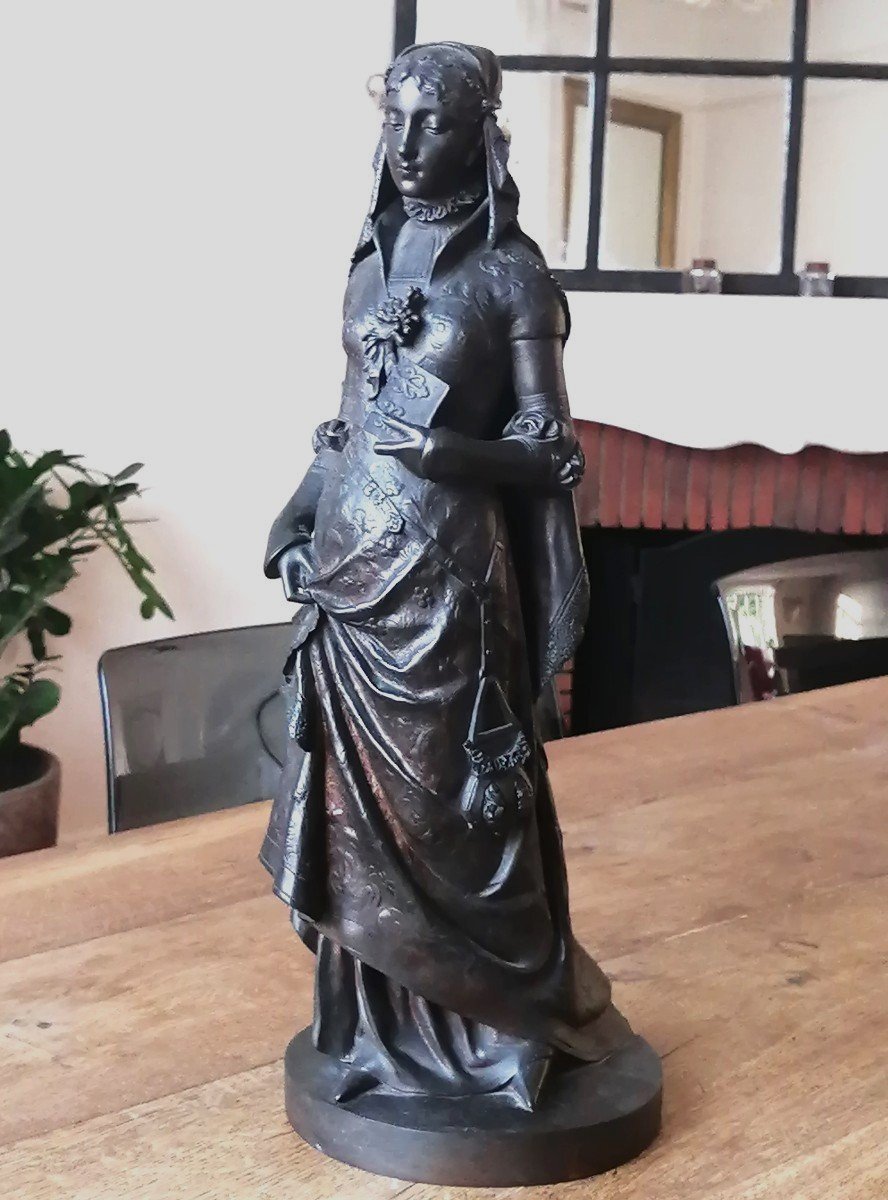 Woman In Patinated Bronze, Napoleon III Period-photo-1