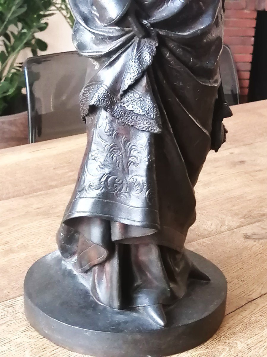 Woman In Patinated Bronze, Napoleon III Period-photo-3