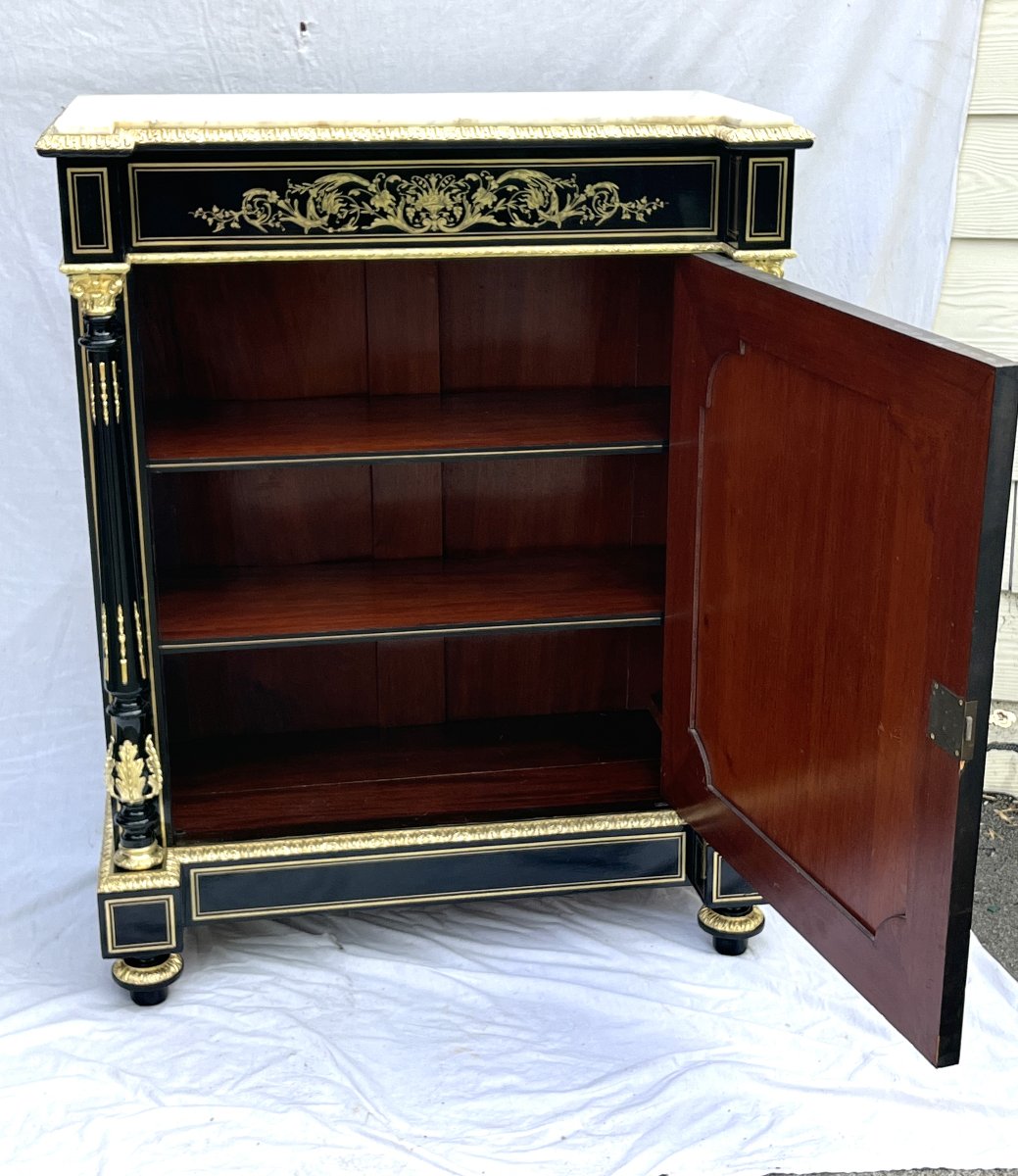 Large Napoleon III-style Sideboard With Columns And Boulle Marquetry-photo-3