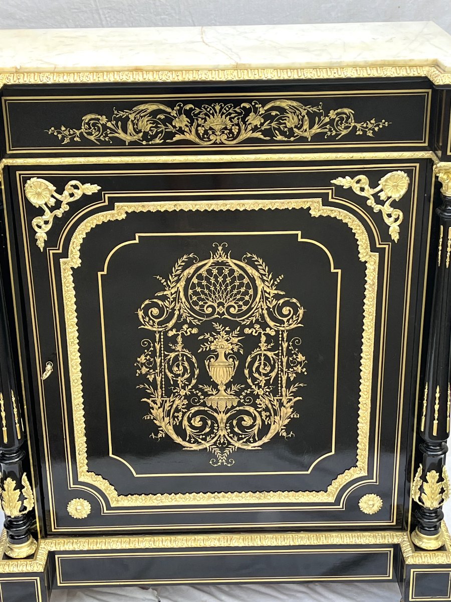 Large Napoleon III-style Sideboard With Columns And Boulle Marquetry-photo-2
