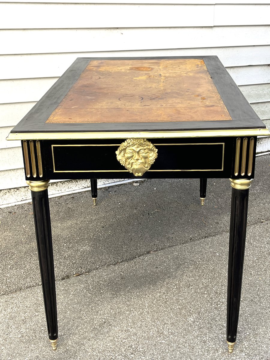 Bureau de style Louis XVI bronze cuir Boulle Napoleon 3-photo-3