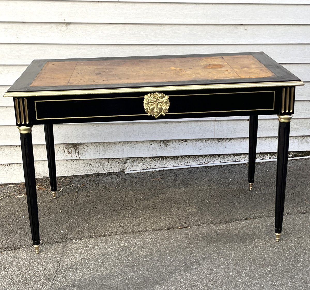 Bureau de style Louis XVI bronze cuir Boulle Napoleon 3-photo-2