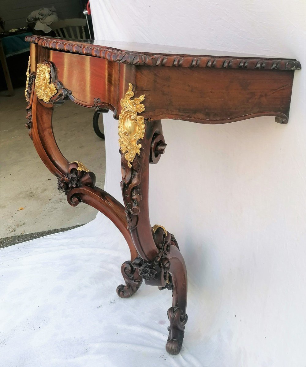 18th-century Louis XV Rosewood And Bronze Console Table-photo-2