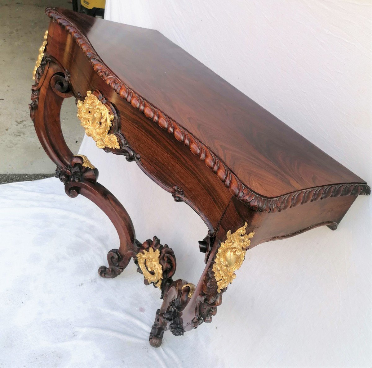 18th-century Louis XV Rosewood And Bronze Console Table-photo-3