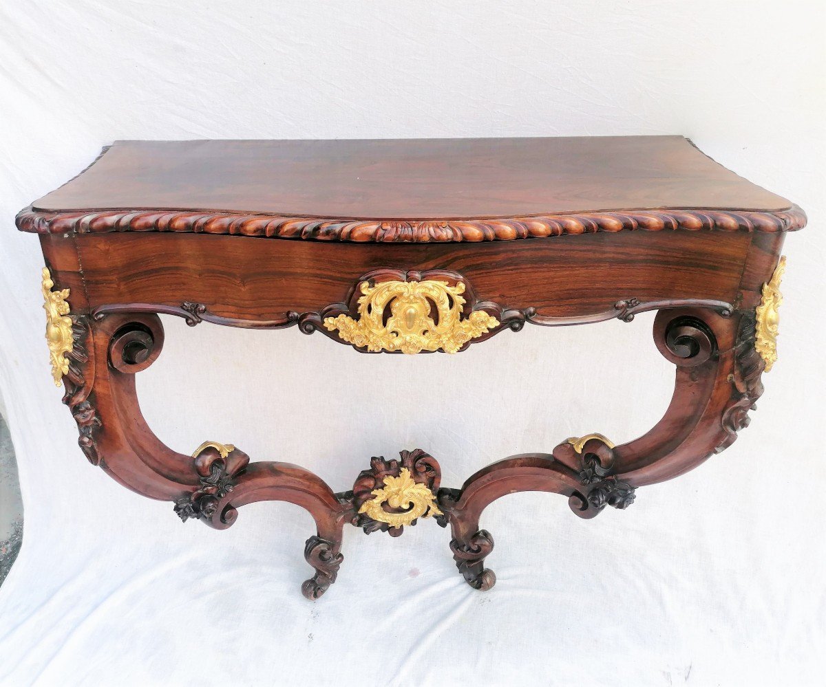 18th-century Louis XV Rosewood And Bronze Console Table