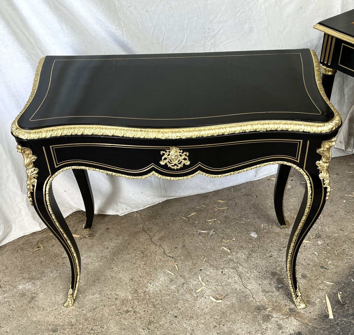 console table marqueterie Boulle bronze Napoléon 3-photo-3