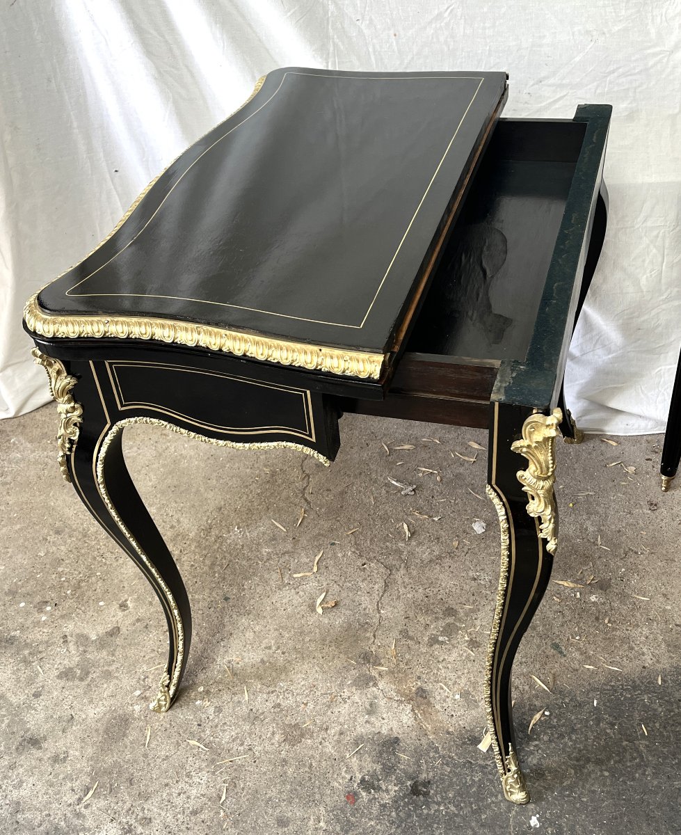 console table marqueterie Boulle bronze Napoléon 3-photo-4