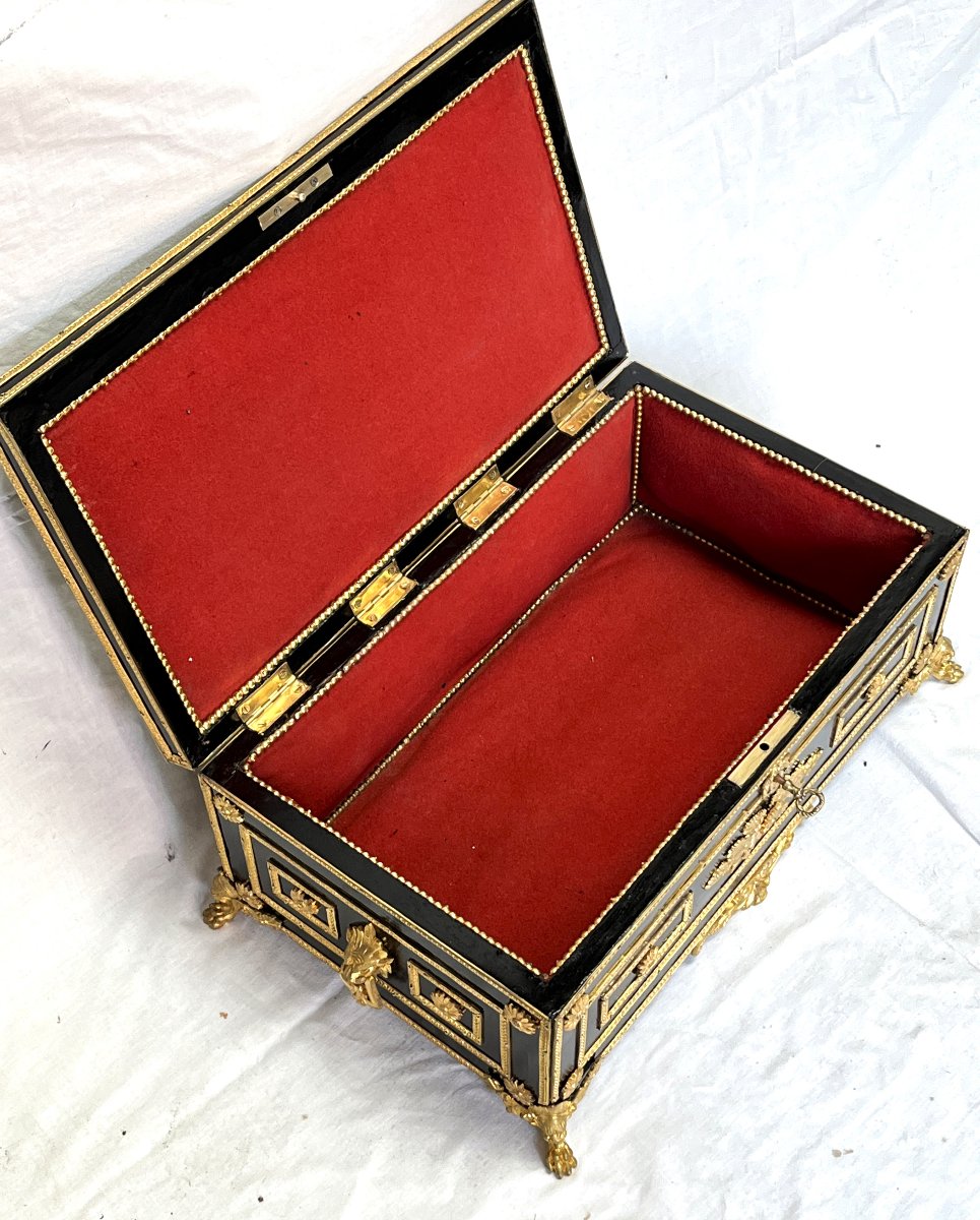 Grand coffret de voyage Boulle bronze Napoléon 3-photo-4