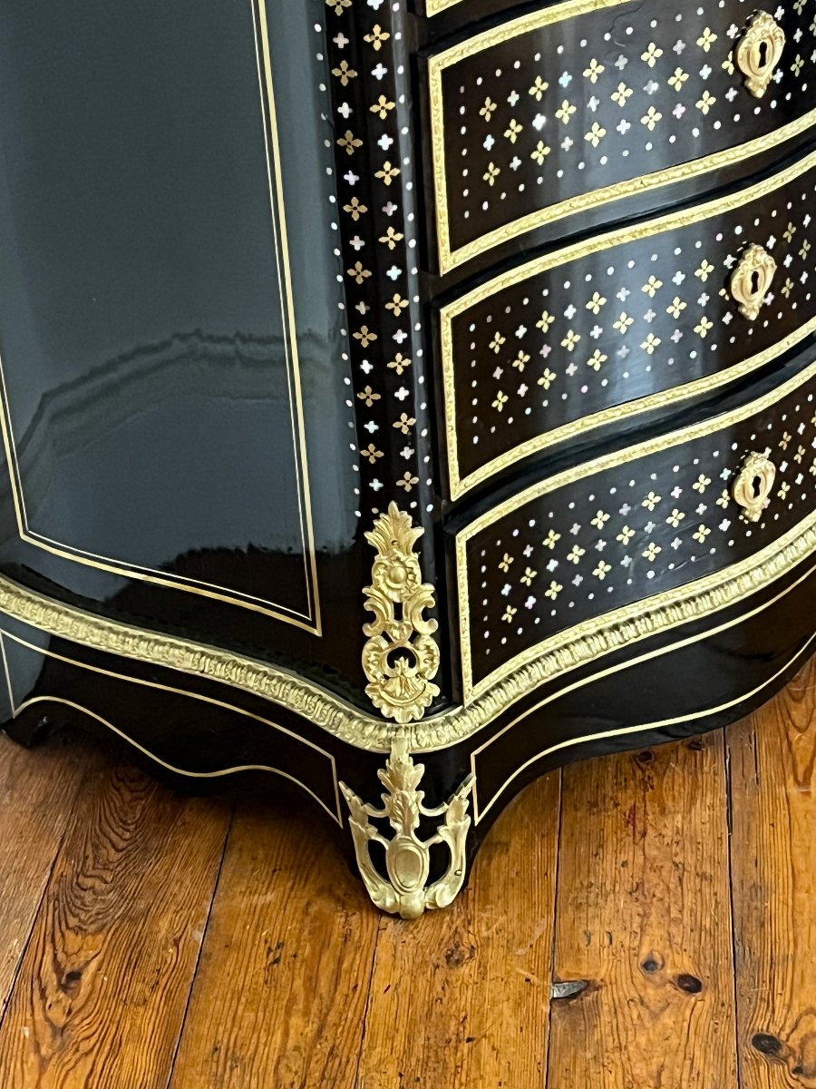 Ladies' Secretary Desk With A Boulle-style Marquetry Panel And A "reine" Bronze Napoleon III-style Finial-photo-3