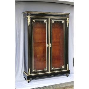 Large Showcase Wedding Library With 2 Doors Boulle Marquetry Napoleon Napoleon III