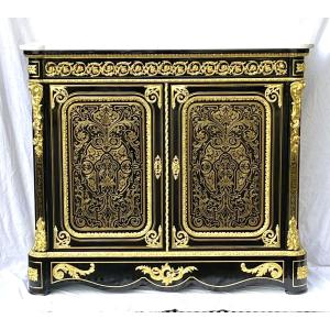 Grand meuble d'appui 2 portes marqueterie Boulle Napoléon 3