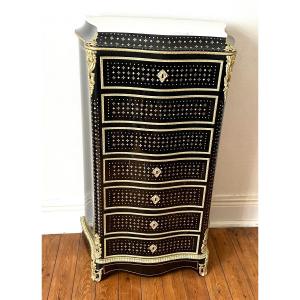Boulle Marquetry Secretary Desk, With Mother-of-pearl And Brass Decoration, Napoleon III Style.