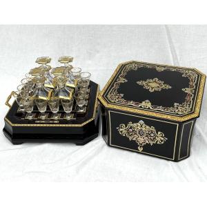 Large Boulle Marquetry Liquor Cabinet With Gilded Baccarat Bronze And Napoleon III Design