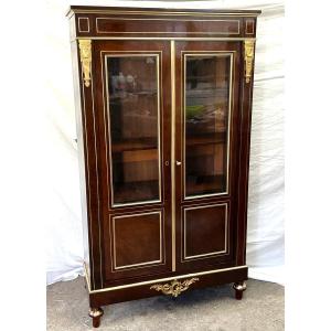 Napoleon III-style Boulle Marquetry Bookcase Display Cabinet