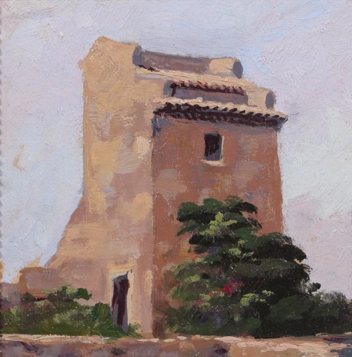 Benjamin SARRAILLON 1901-1989,  Maroc, paysage au moulin, tableau, vers 1930-40-photo-3