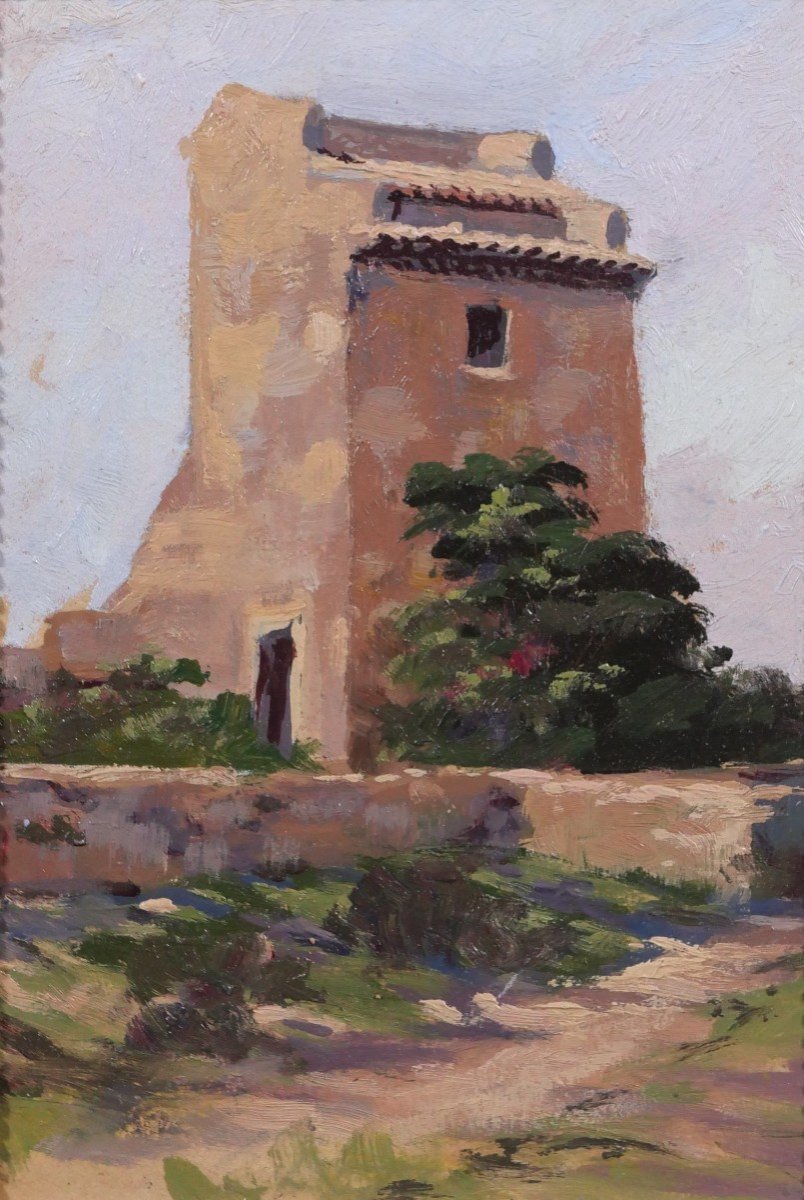 Benjamin SARRAILLON 1901-1989,  Maroc, paysage au moulin, tableau, vers 1930-40