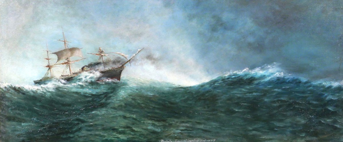 19th Century Spanish School, Transatlantic Mail Boat In 1859, Painting, Spain, Cadiz