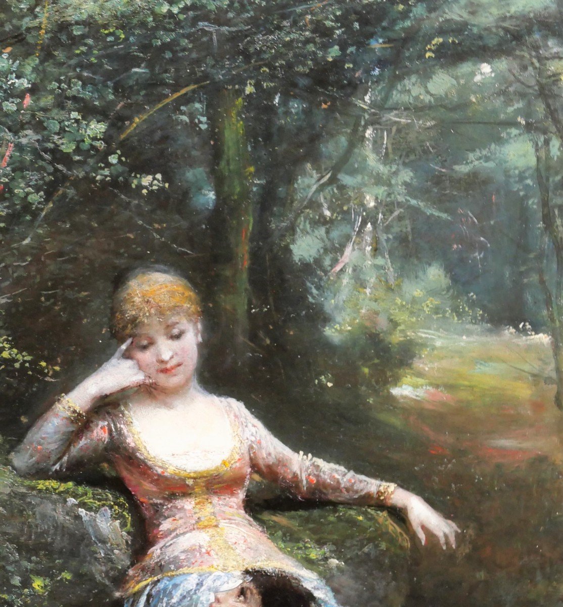 Pierre Marie Beyle (1838-1902), Att. à, Gallant Scene In The Forest, Painting, Circa 1870-photo-2