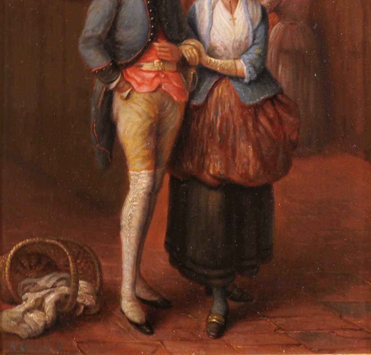 A. Durand, 19th Century, Portrait Of A Loving Couple, Painting Circa 1850-photo-4