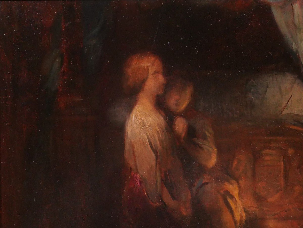 Romantic School, Edouard's Children, Painting, Circa 1850-photo-1