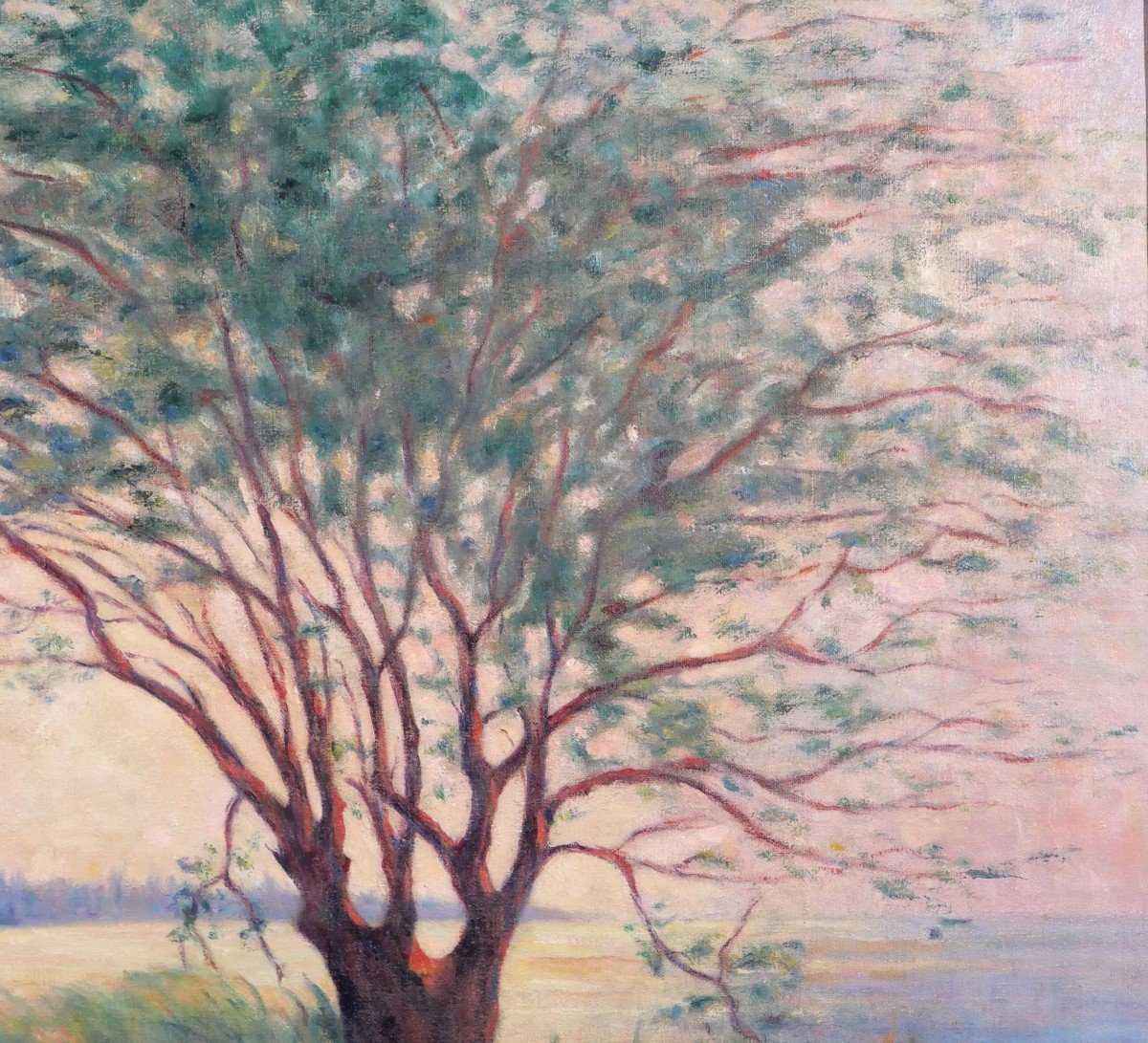 Jean Lubet 19-20th Landscape With Tree, Large Painting, 1908-photo-3
