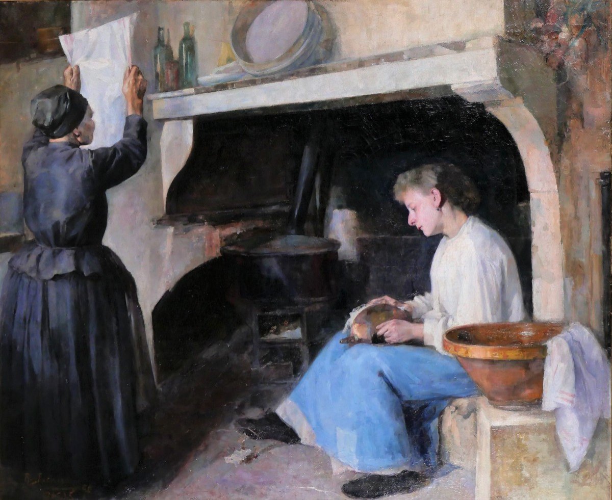 Raphael LEWINSOHN (1863-1923) Femmes dans leur intérieur, très grand tableau, 1890