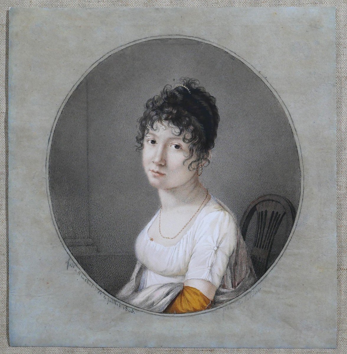 Gaspart-Isaac Delapierre 1780-1811 Portrait de femme, dessin, 1805-photo-2