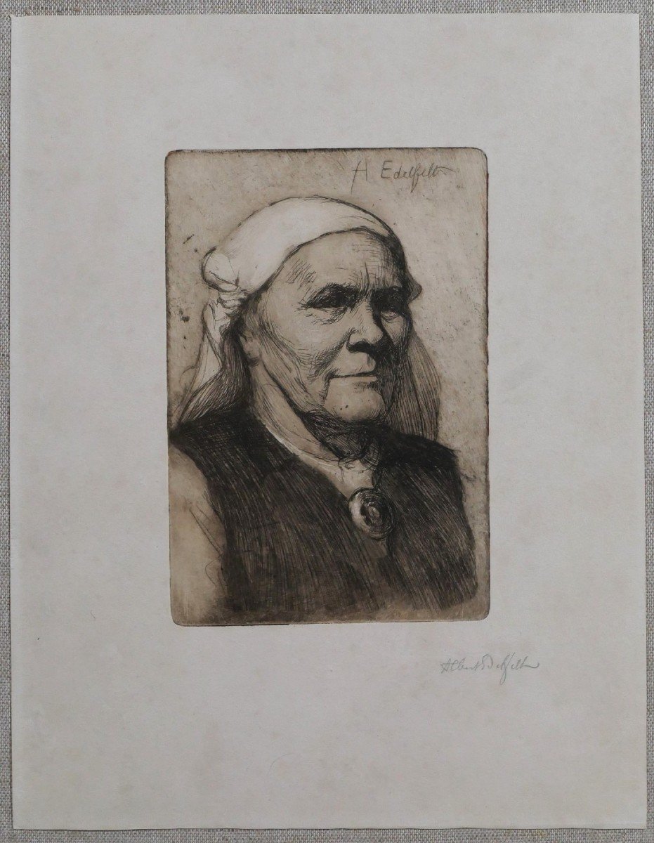 Albert EDELFELT 1854-1905 Portrait de femme de Ruokolahti (elli jäppinen), gravure-photo-2